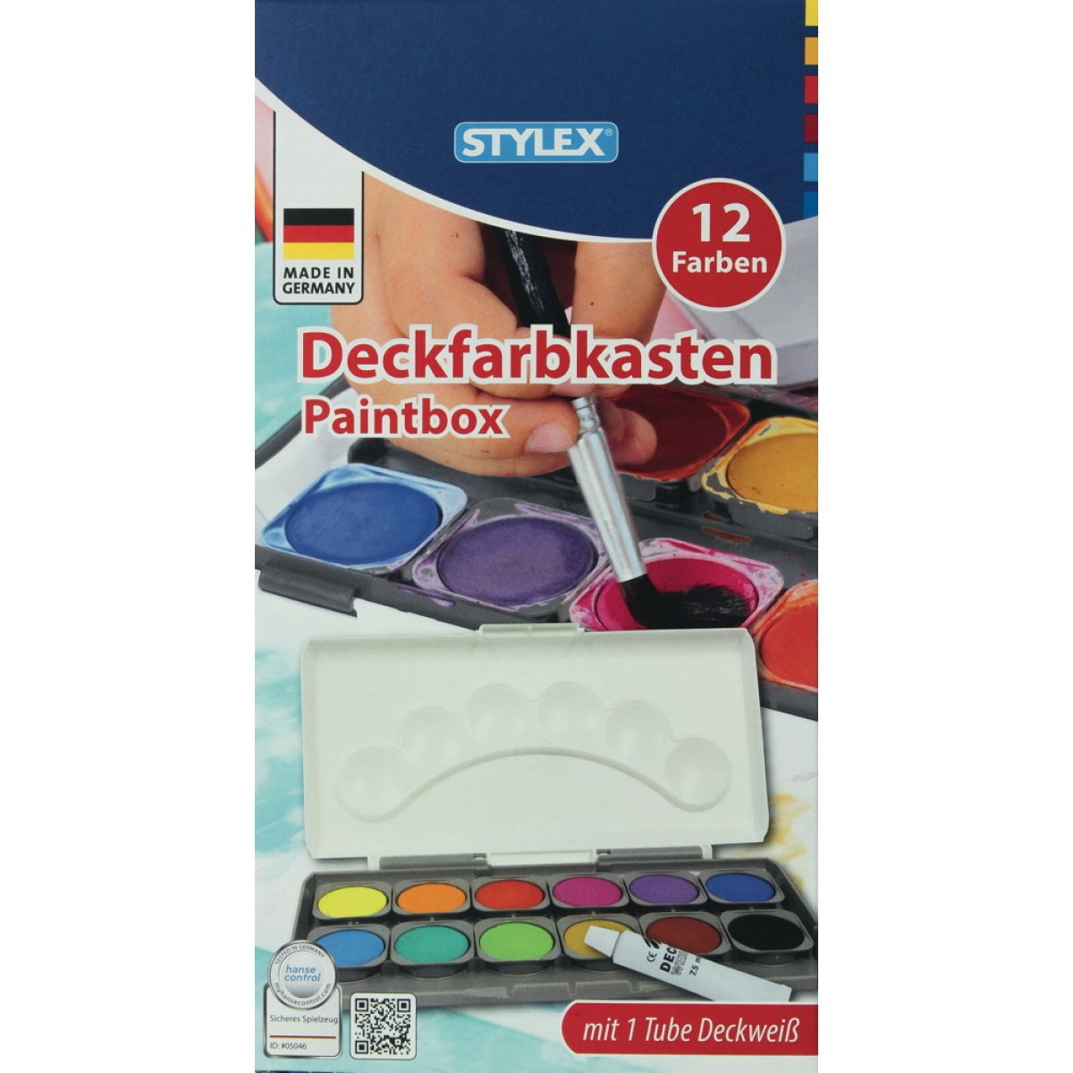 Stylex Deckfarbkasten 12 Farben Tuschkasten 
