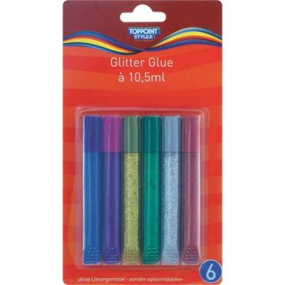 STYLEX Glitter Glue 6x 10,5 ml Glitzerkleber