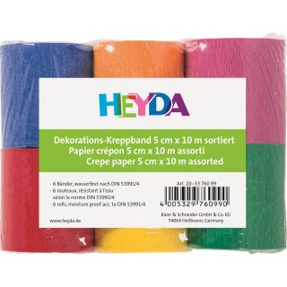 HEYDA Krepp-Bänder 6 Rollen 5 cm x 10 m wasserfest
