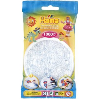 Hama 1000 Midi Bügelperlen 207-19 Transparent-Weiß Ø 5 mm Perlen Steckperlen 