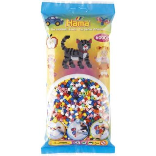 Hama 6000 Midi Bügelperlen - Mischung 01, 03-07, 09-11, 18