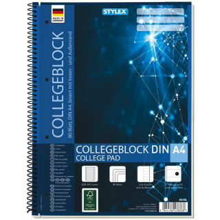 Stylex Spiral-Collegeblock DIN A4 liniert - 80 Blatt