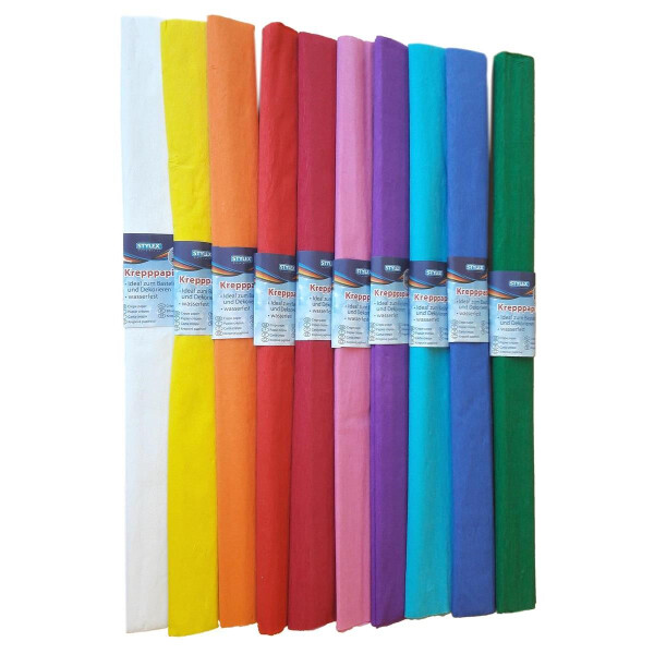 STYLEX Krepppapier 50 x 250 cm 10er Pack sortiert