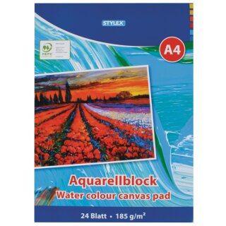 STYLEX Aquarellblock DIN A4 24 Blatt