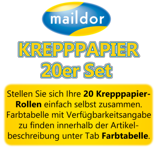 Maildor Krepppapier 50 x 250 cm, 20er Set (frei wählbar)