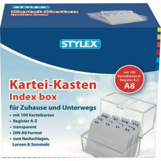 STYLEX Karteikasten DIN A8 inkl. 100 Karteikarten und A-Z Register - , 3,50  €