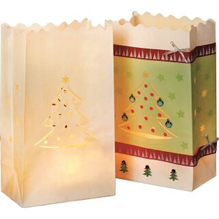 Papier-Lichtertüten 5 Stk. Weihnachtsbaum 19 x 11,5 x 7 cm