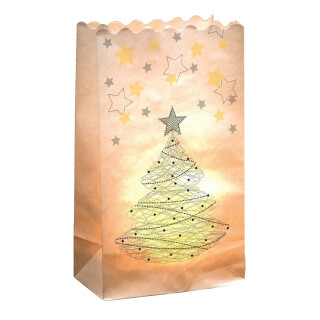 Papier-Lichtertüten 10 Stk. Weihnachtsbaum / blanko 19 x 11,5 x 7 cm