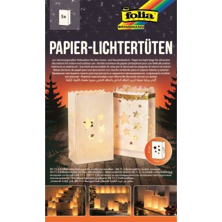 Papier-Lichtertüten 5 Stk. Sterne 24,5 x 14 x 8,5 cm