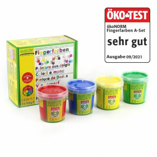 ökoNORM nawaro Fingermalfarbe 4 x 150g Set A (Rot, Gelb, Blau, Grün)