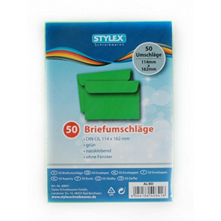 STYLEX Briefumschläge DIN C6 50er - Grün - Ausverkauf