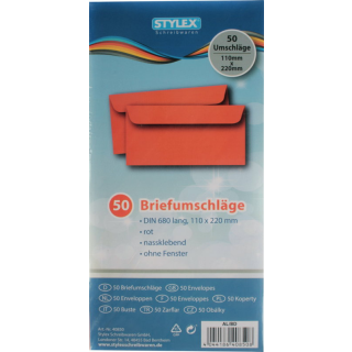 STYLEX Briefumschläge DIN 680 50er - Rot - Ausverkauf