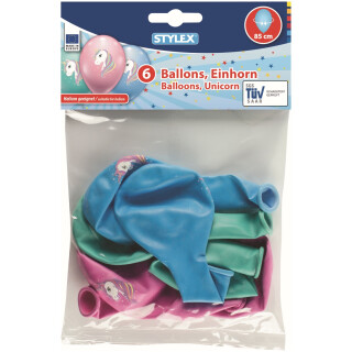 STYLEX 6 Luftballons Einhorn farbig sortiert