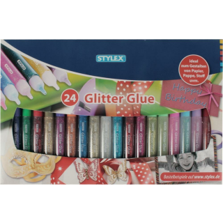2 X STYLEX 24 Glitter Glue 3D Tuben 10g