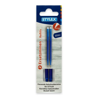 STYLEX 2 Ersatzminen blauschreibend für Korrektur-Gelschreiber